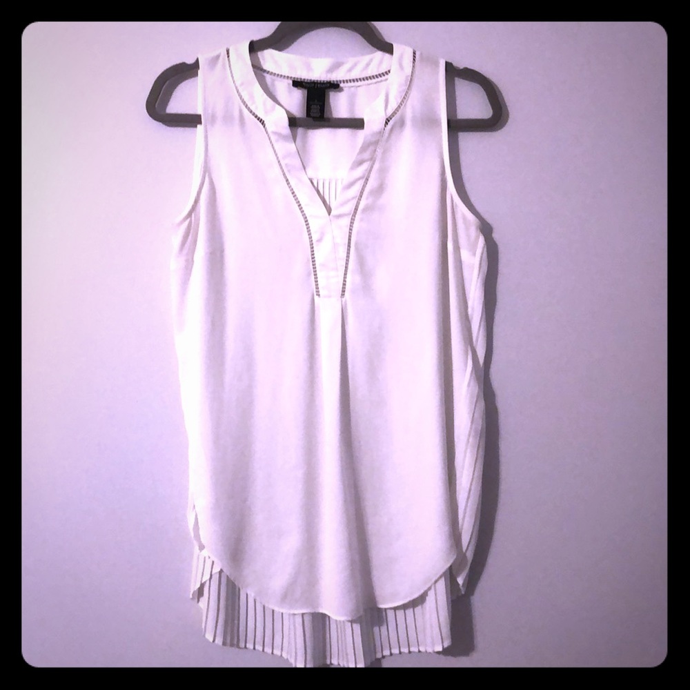 White House Black Market White Sleeveless Blouse